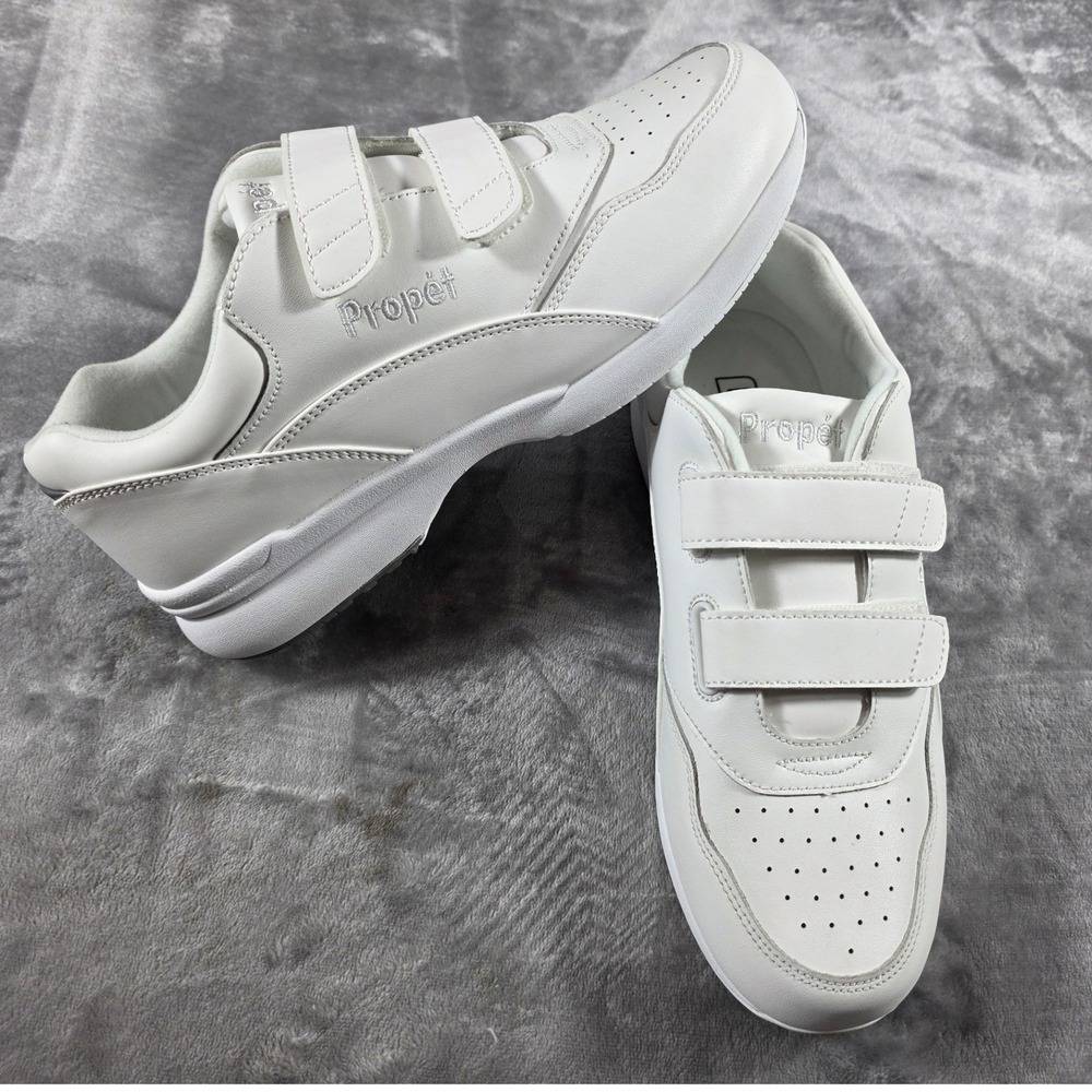 Propet Tour Walker Strap Women‎ 10 Wide White Leather Walking Shoes NEW w/Flaw